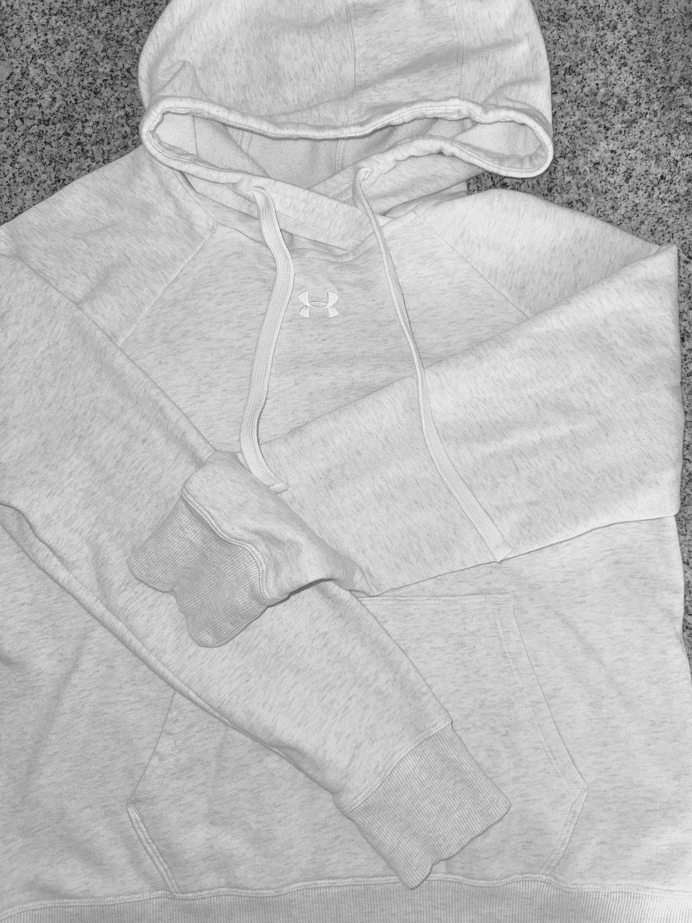 Under Armour Oatmeal Light Heather White Hoodie with White Logo